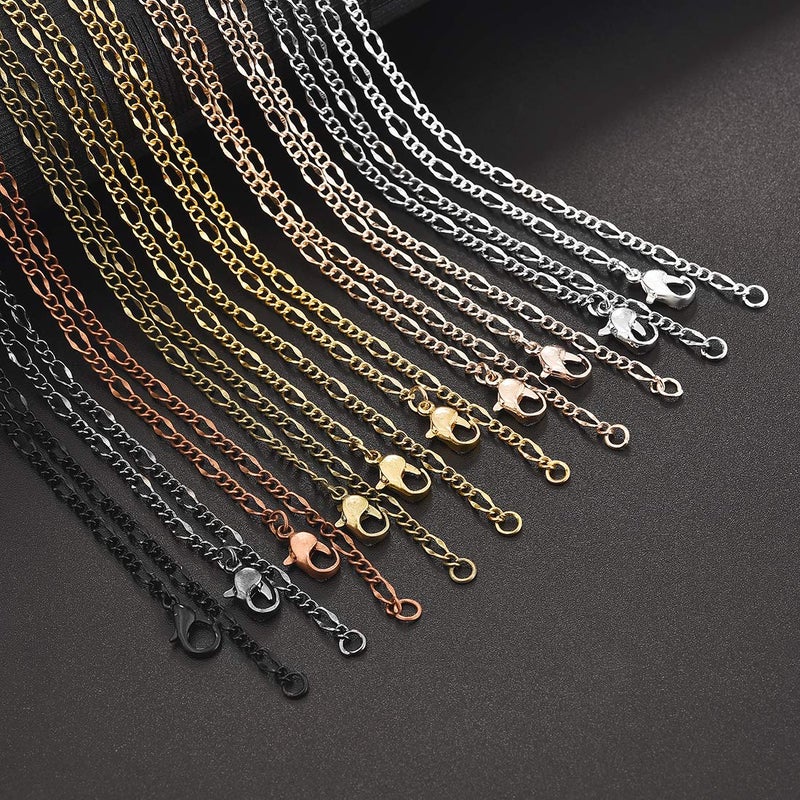 LANBEIDE 40 Packs 10 Colors Brass Necklace Chains - 21" Flat Oval Links Cable Chain, 3mm with Lobster Clasps for Jewelry Making - Image 3